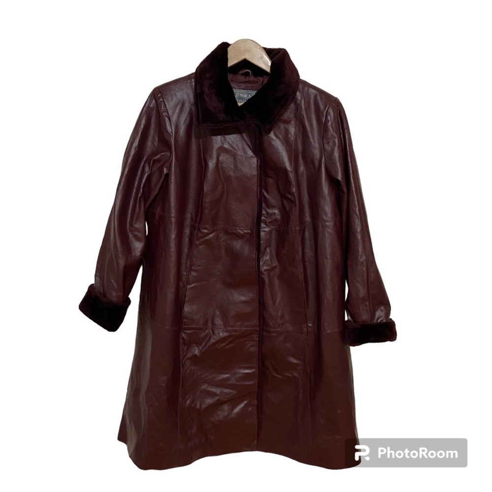 Leather Jessica London Penny Lane Long Line Trench Peacoat Faux Fur 16W